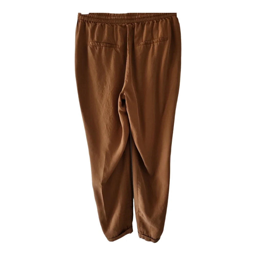Mid Rise Pants Size 4 Drawstring Waist Cinnamon Brown Pockets Dalia